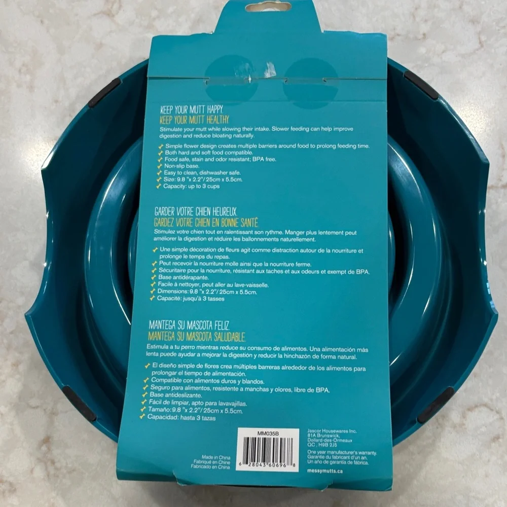 Messy Mutts Interactive Slow Feeder Dog Bowl - Blue